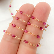 Gold Filled Wine Color Enamel Chain